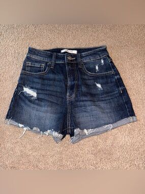 willow&root Distressed Dark Blue Denim Jean Shorts